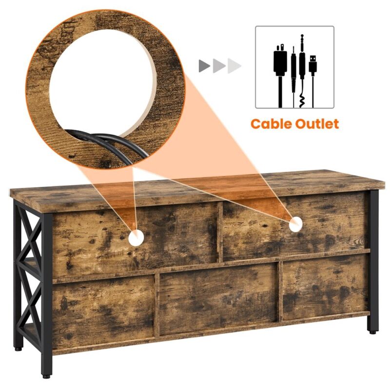 Alden Design Modern Industrial TV Stand for TVs up to 65 Inch with Storage, Rustic Brown - Image 8