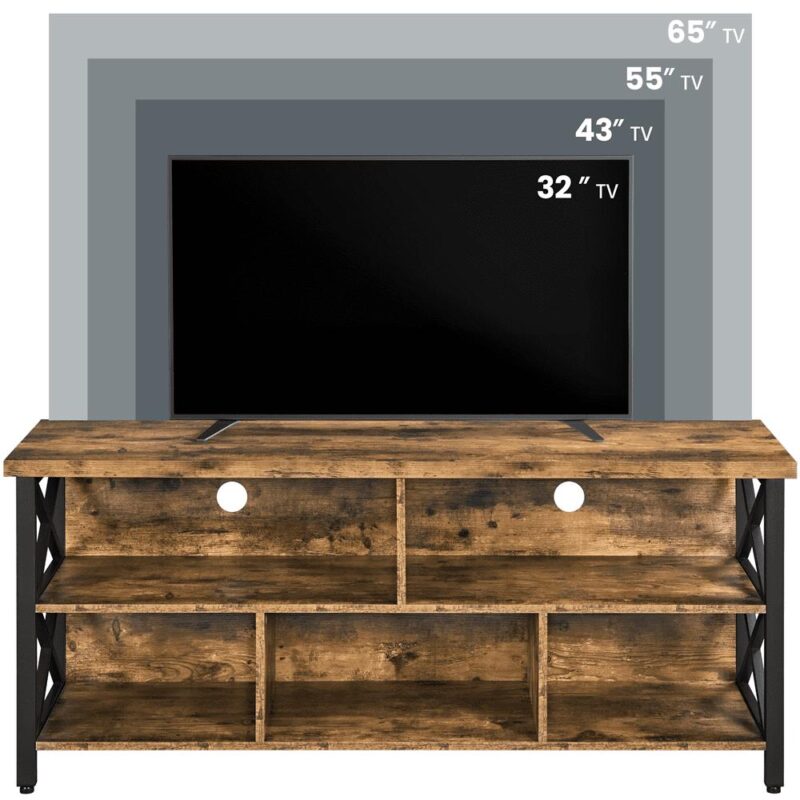 Alden Design Modern Industrial TV Stand for TVs up to 65 Inch with Storage, Rustic Brown - Image 9