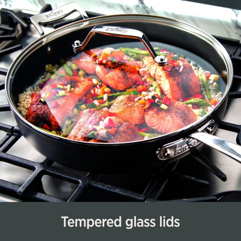 All-Clad Essentials Hard Anodized Nonstick Cookware Set, 4-piece Fry and Saute Set - Image 4