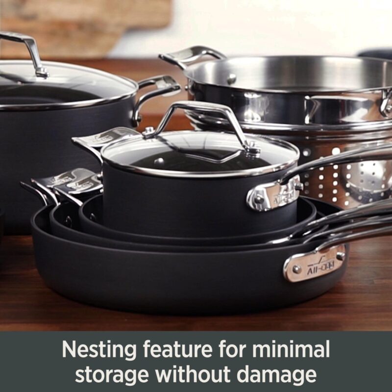 All-Clad Essentials Hard Anodized Nonstick Cookware Set, 4-piece Fry and Saute Set - Image 3