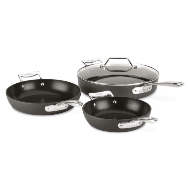 All-Clad Essentials Hard Anodized Nonstick Cookware Set, 4-piece Fry and Saute Set