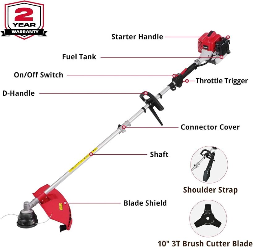 Amerisun 25.4cc Gas String Trimmer, Gas Weed Wacker, weed trimmeri 1/4 3-in-1 String Trimmer/Edger 16-Inch with 10-Inch Brush Cutter for Grass Cutting - Image 5