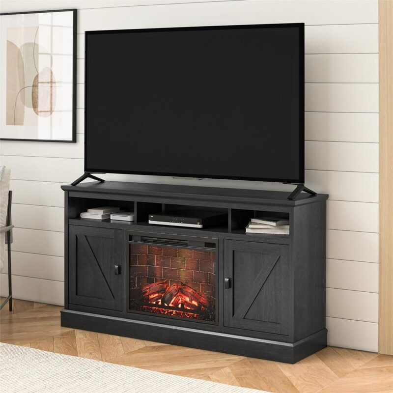 Ameriwood Home Ashton Lane Electric Fireplace TV Stand for TVs up to 65 , Black Oak - Image 11