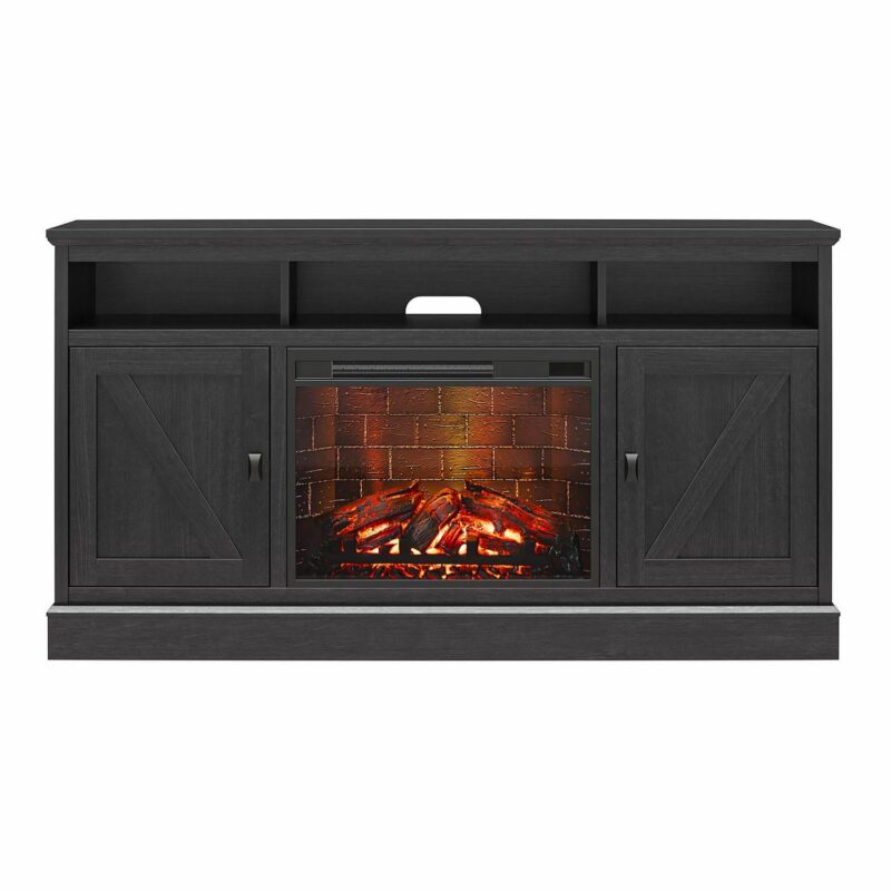 Ameriwood Home Ashton Lane Electric Fireplace TV Stand for TVs up to 65 , Black Oak - Image 24