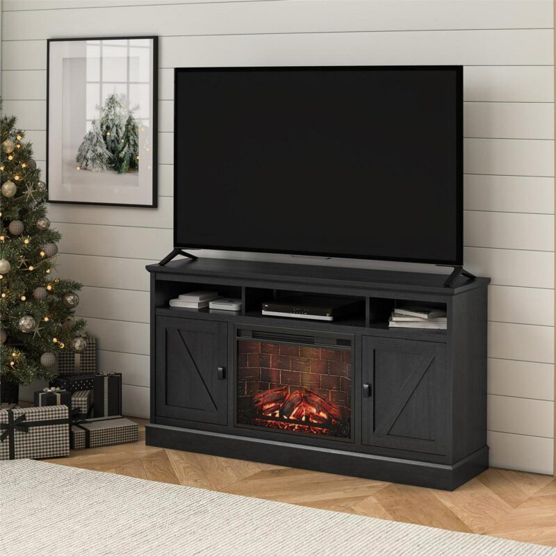 Ameriwood Home Ashton Lane Electric Fireplace TV Stand for TVs up to 65 , Black Oak - Image 19