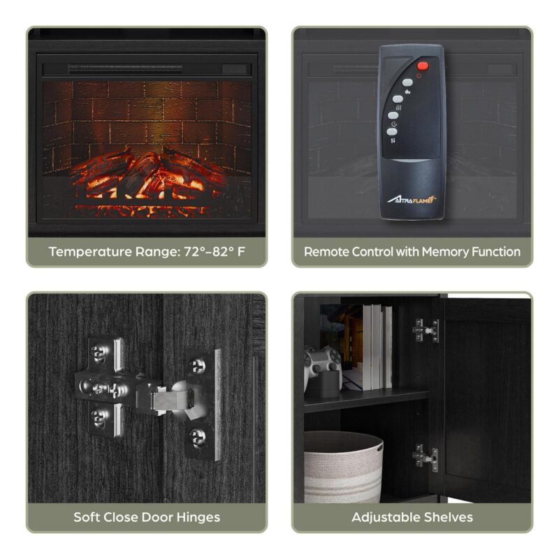 Ameriwood Home Ashton Lane Electric Fireplace TV Stand for TVs up to 65 , Black Oak - Image 3