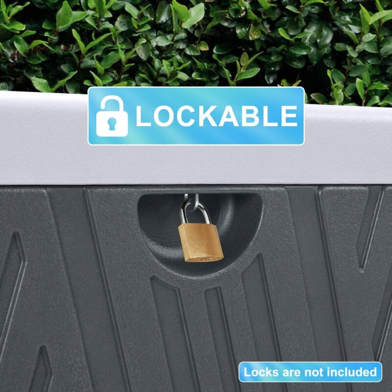 Aoodor 71 Gallon Deck Box, Lockable Storage UV Resistant Container with Hydraulic Rods for Patio Furniture Outdoor Cushions, Garden Tools and Sports Equipments, Black - Image 9