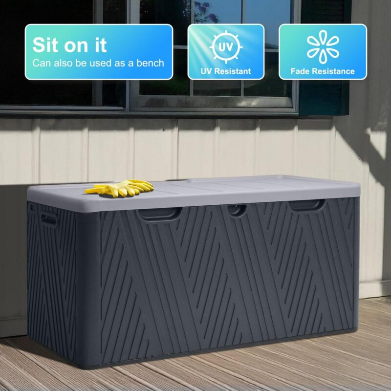Aoodor 71 Gallon Deck Box, Lockable Storage UV Resistant Container with Hydraulic Rods for Patio Furniture Outdoor Cushions, Garden Tools and Sports Equipments, Black - Image 8