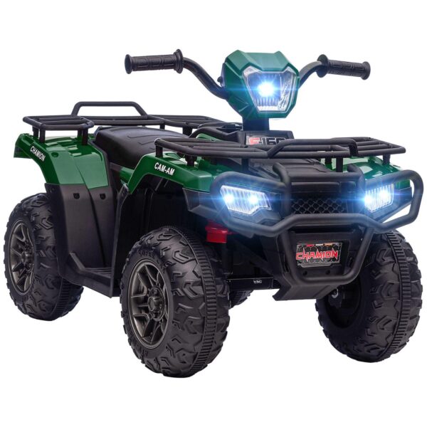 Aosom 12V Kids ATV Battery-Operated with AUX Port and USB, Kids 4 Wheeler with Tough Wear-Resistant Tread, Electric Four Wheeler Kids Ride on Car Electric Car for Ages 3-5, Green