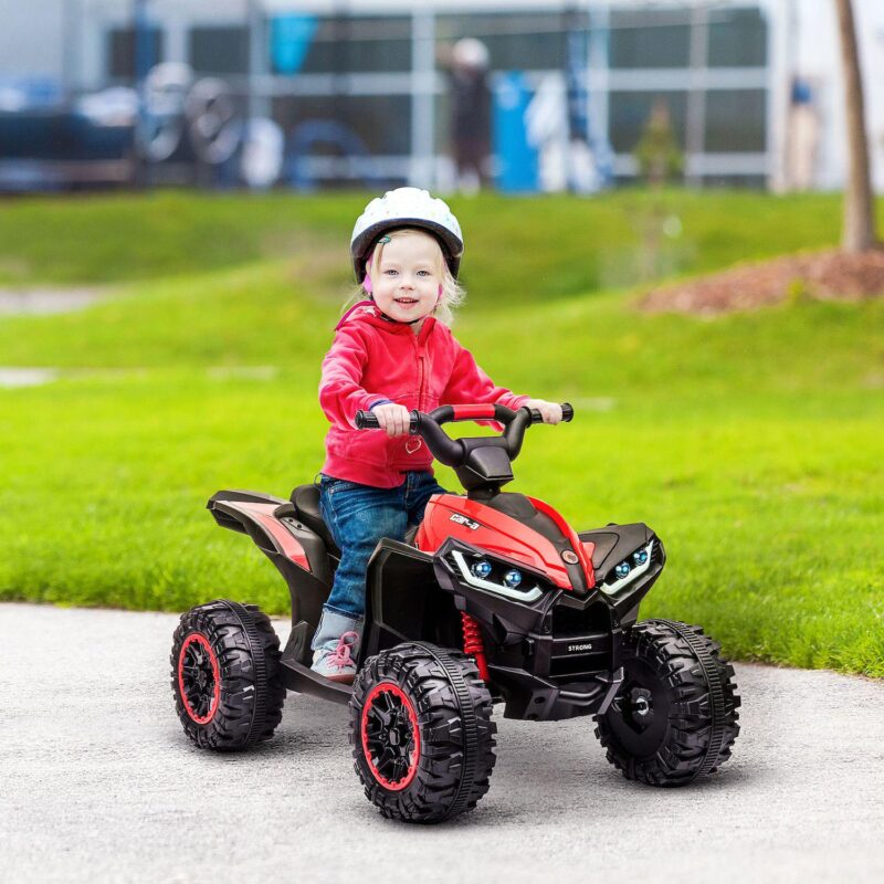 Aosom 12V Kids ATV Quad Car with Forward and Backward Function, Four Wheeler for Kids with Wear-Resistant Wheels, Music, Electric Ride-on ATV for Toddlers Ages 3-5 Years Old, Red - Image 2