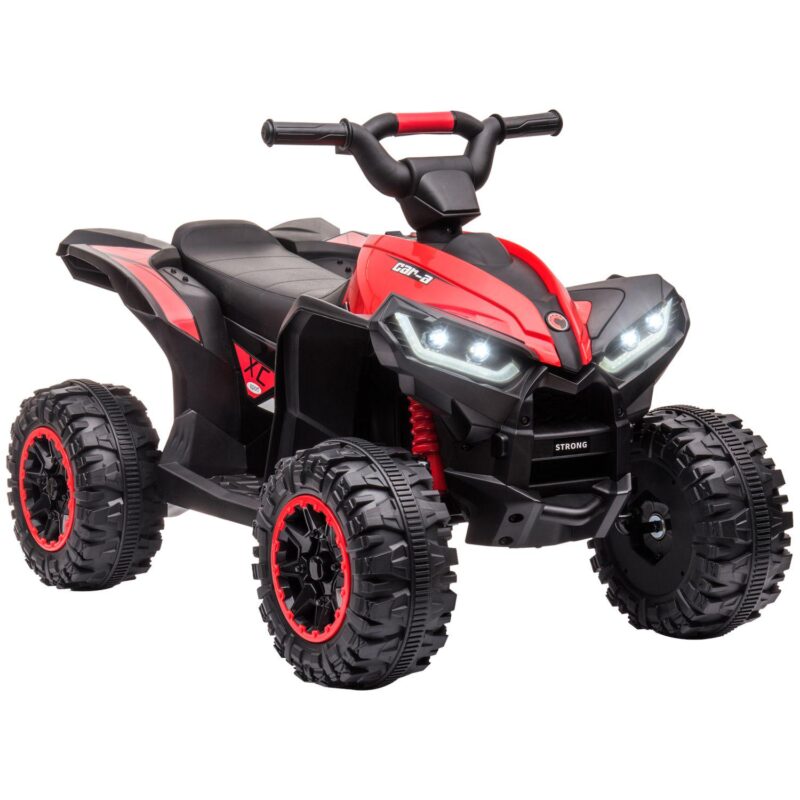 Aosom 12V Kids ATV Quad Car with Forward and Backward Function, Four Wheeler for Kids with Wear-Resistant Wheels, Music, Electric Ride-on ATV for Toddlers Ages 3-5 Years Old, Red