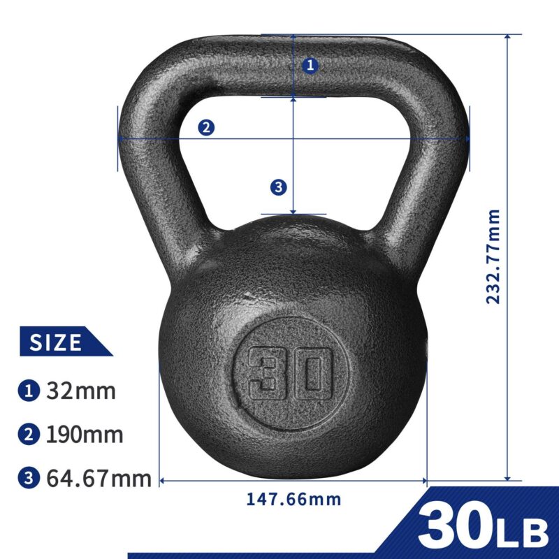 Athletic Works 30lb Kettlebell, Casting Iron, Durable Hammertone Finish, Black - Image 2