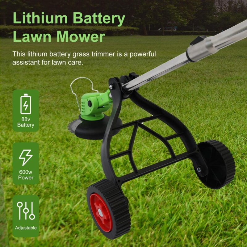 BAOKALER Electric Weed Eater, Cordless Grass String Trimmer with Upgraded Stand Wheels, 3 IN 1 Weed Trimmer, 5C Battery+Charger, Green - Image 5