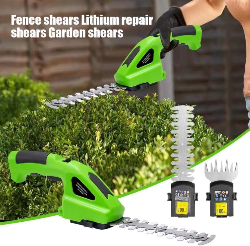BAOKALER Outdoor Power Tools 7.2-Volt Lithium-Ion Cordless Grass Shear/Shrub Trimmer with Wheeled Extension Handle, 2 in 1 Hedge Trimmer with 2000mAh Rechargeable Lithium-Ion Battery, Green - Image 4
