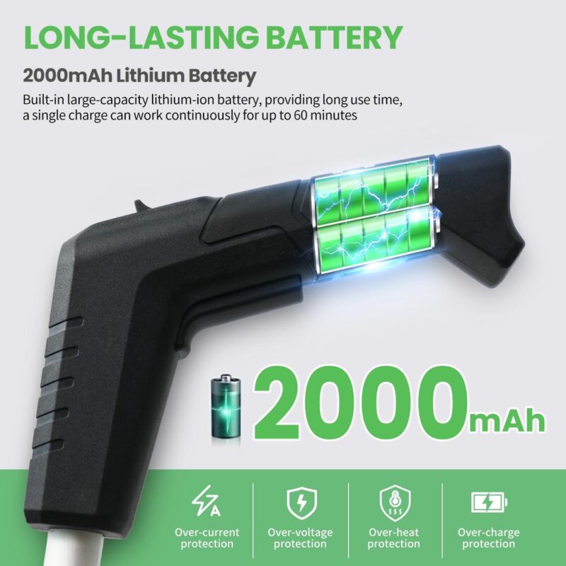 BAOKALER Outdoor Power Tools 7.2-Volt Lithium-Ion Cordless Grass Shear/Shrub Trimmer with Wheeled Extension Handle, 2 in 1 Hedge Trimmer with 2000mAh Rechargeable Lithium-Ion Battery, Green - Image 5