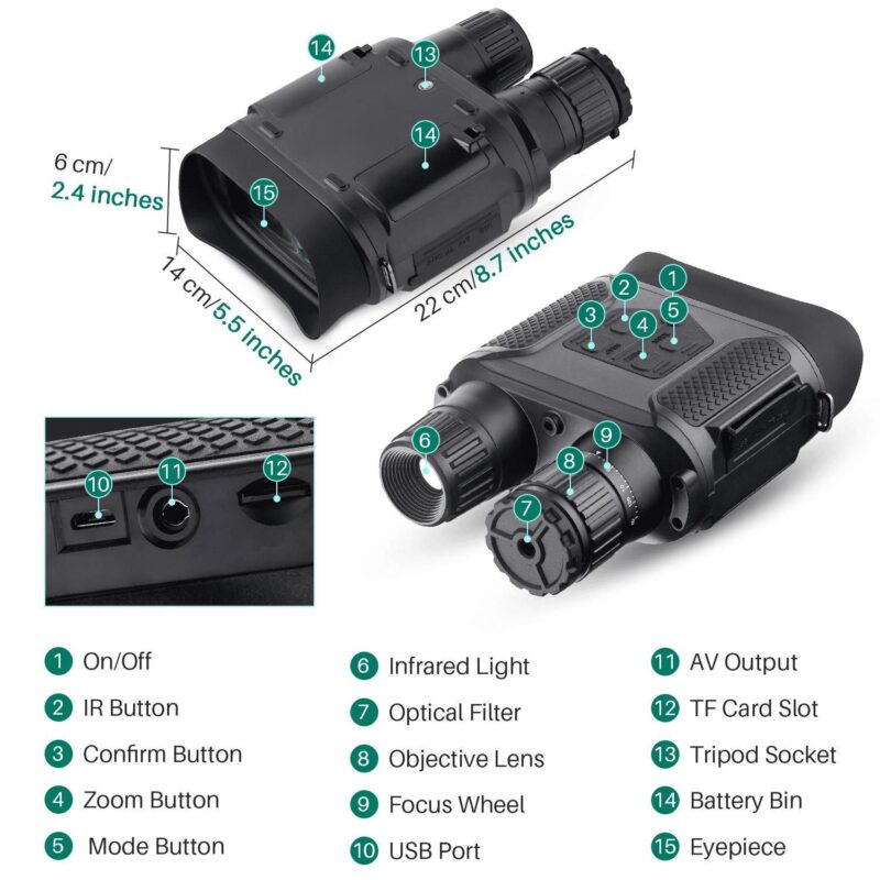 BEBANG 7X31 Night Vision Binoculars, HD Digital Infrared Night Vision Goggles, 1.67lb, 1300ft/400mm Night Vision and Day Range - Image 9