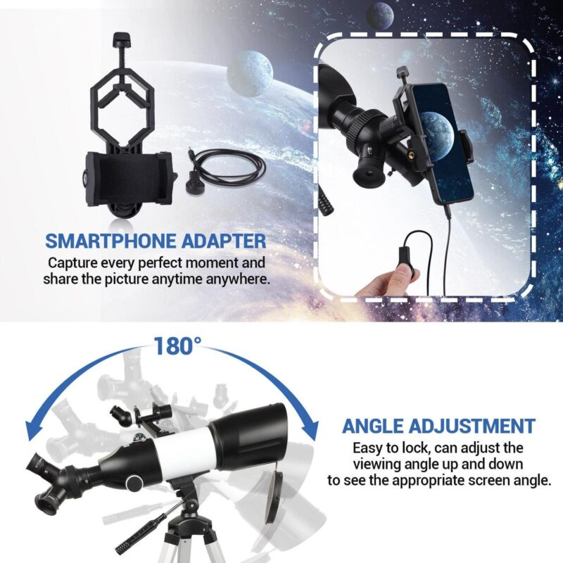 BEBANG Telescope for Adults Astronomy, 80mm Aperture Astronomical Telescope, 3 Rotatable Eyepieces Refractor Telescope with Tripod - Image 9