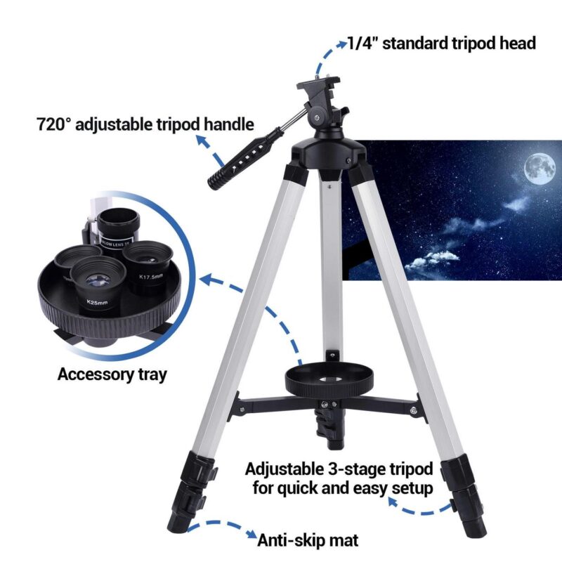 BEBANG Telescope for Adults Astronomy, 80mm Aperture Astronomical Telescope, 3 Rotatable Eyepieces Refractor Telescope with Tripod - Image 5
