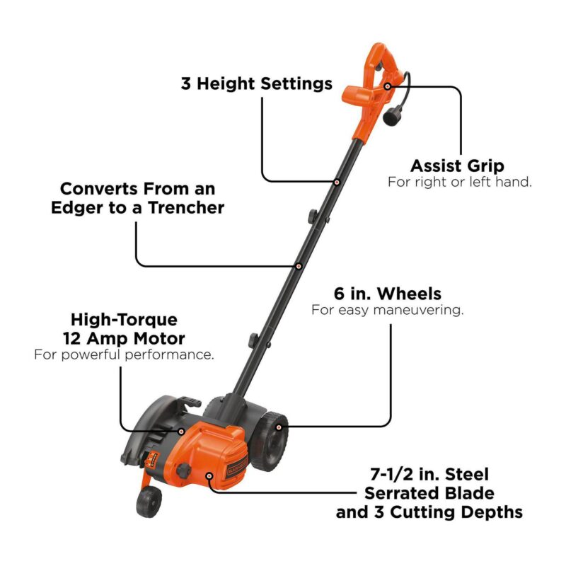 BLACK+DECKER 12 AMP 2-IN-1 LANDSCAPE EDGER AND TRENCHER LE760FF - Image 2
