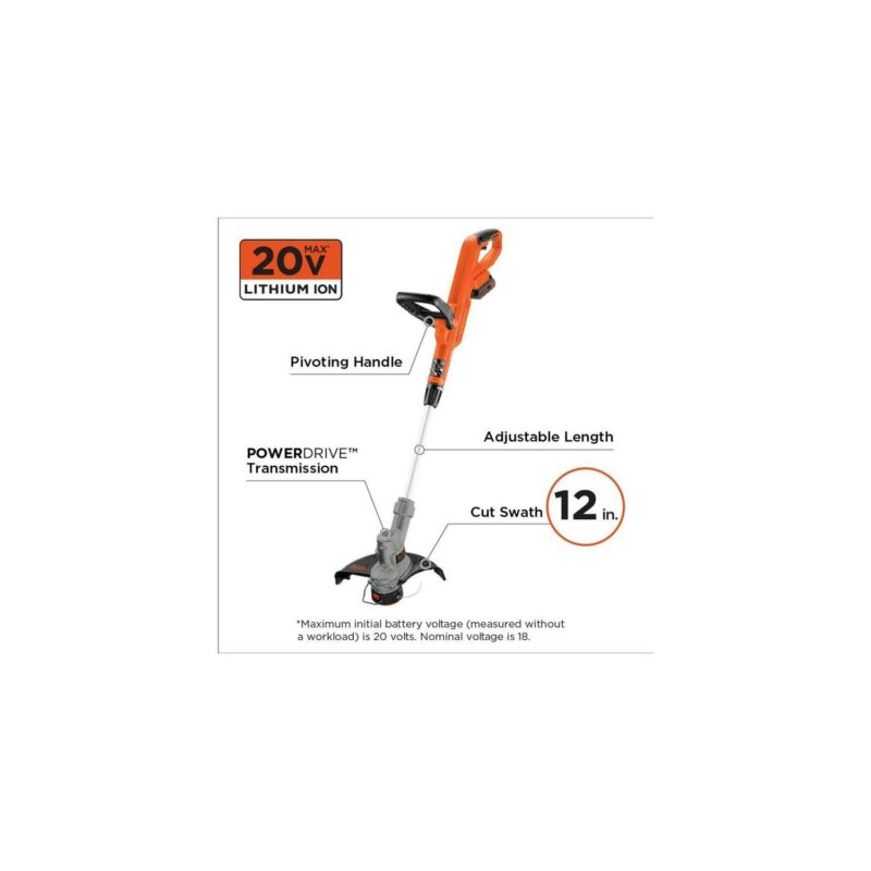 BLACK+DECKER 20-Volt Max* Lithium 12  String Trimmer and Edger with 2-Amp - Image 7