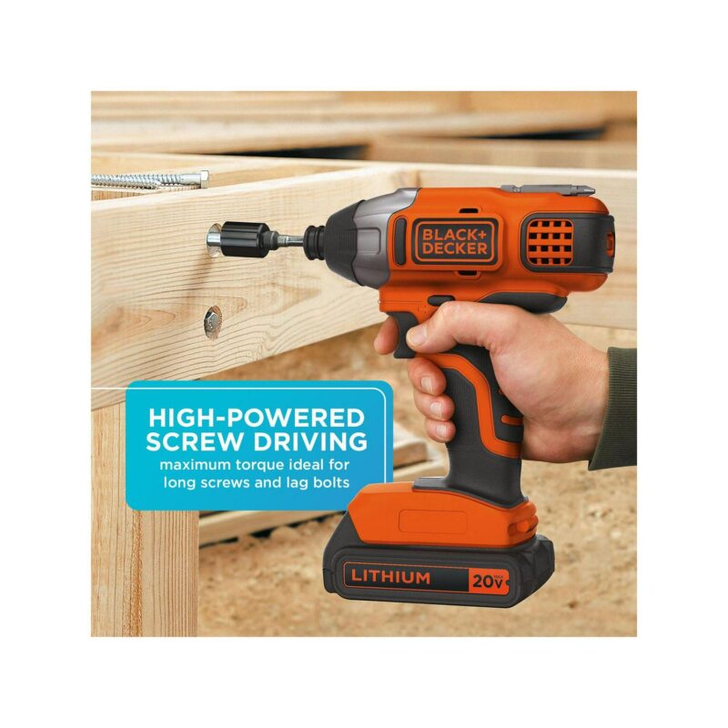 BLACK+DECKER 20-Volt MAX* Lithium-Ion Cordless Impact Driver, BDCI20C - Image 5