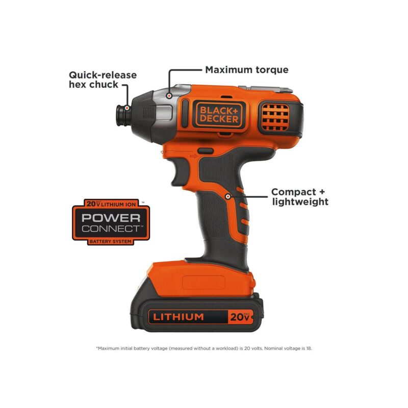 BLACK+DECKER 20-Volt MAX* Lithium-Ion Cordless Impact Driver, BDCI20C - Image 4