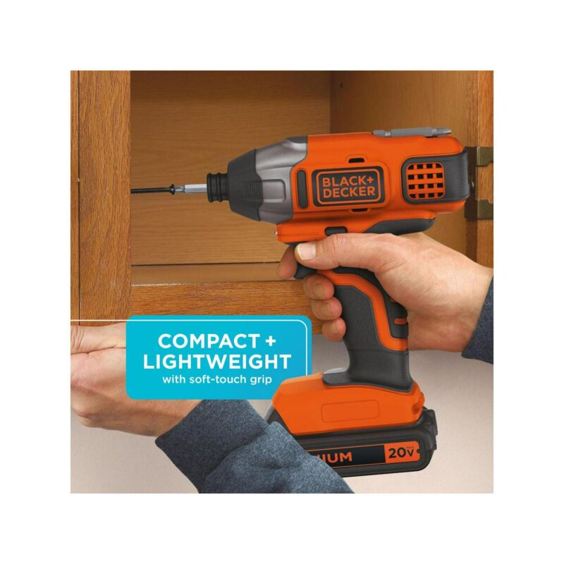 BLACK+DECKER 20-Volt MAX* Lithium-Ion Cordless Impact Driver, BDCI20C - Image 8