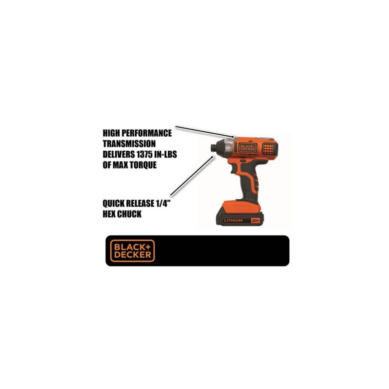 BLACK+DECKER 20-Volt MAX* Lithium-Ion Cordless Impact Driver, BDCI20C - Image 9
