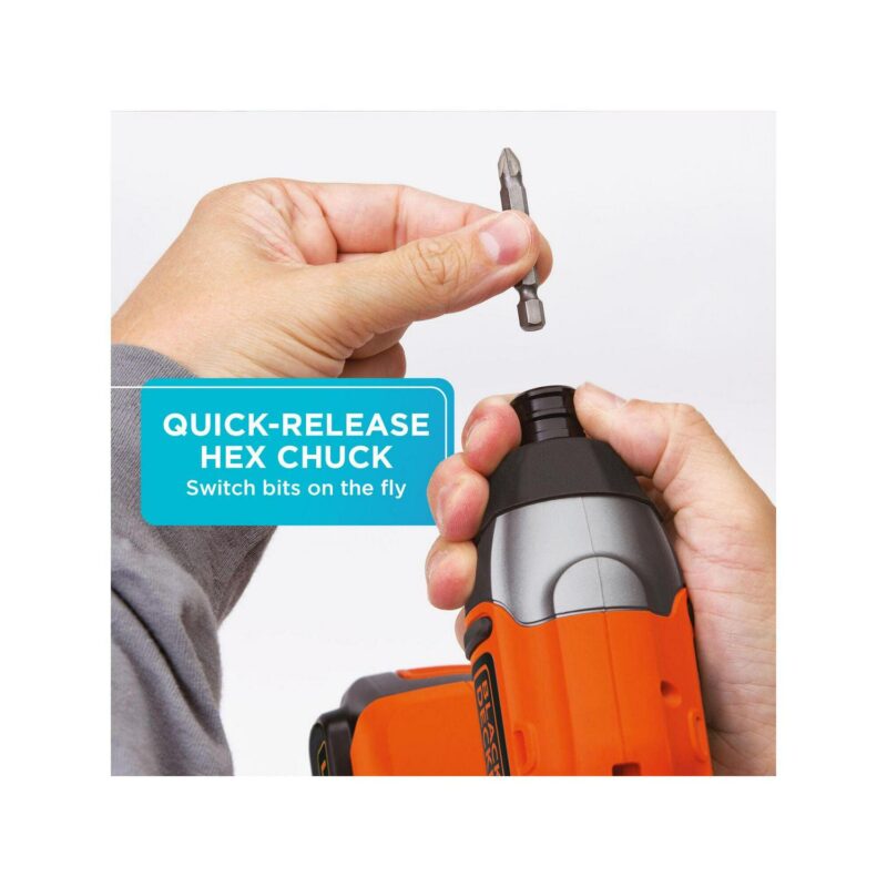 BLACK+DECKER 20-Volt MAX* Lithium-Ion Cordless Impact Driver, BDCI20C - Image 6