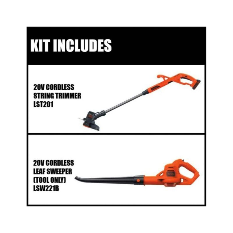 BLACK+DECKER Lithium-Ion Cordless String Trimmer and Leaf Blower Combo Kit, Lightweight and Quiet, LCC221 - Image 3
