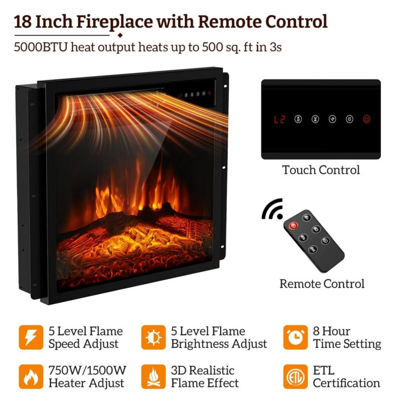 BREEZEHEAT 58  Farmhouse Fireplace TV Stand with 18  Electric Fireplace for TVs up to 65'' - Image 2