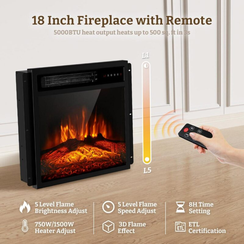 BREEZEHEAT Farmhouse Fireplace TV Stand with 18  Electric Fireplace for TVs up to 65'', 58  Entertainment Center TV Console, Storage Cabinets/Adjustable Shelves for Living Room and Bedroom - Image 4