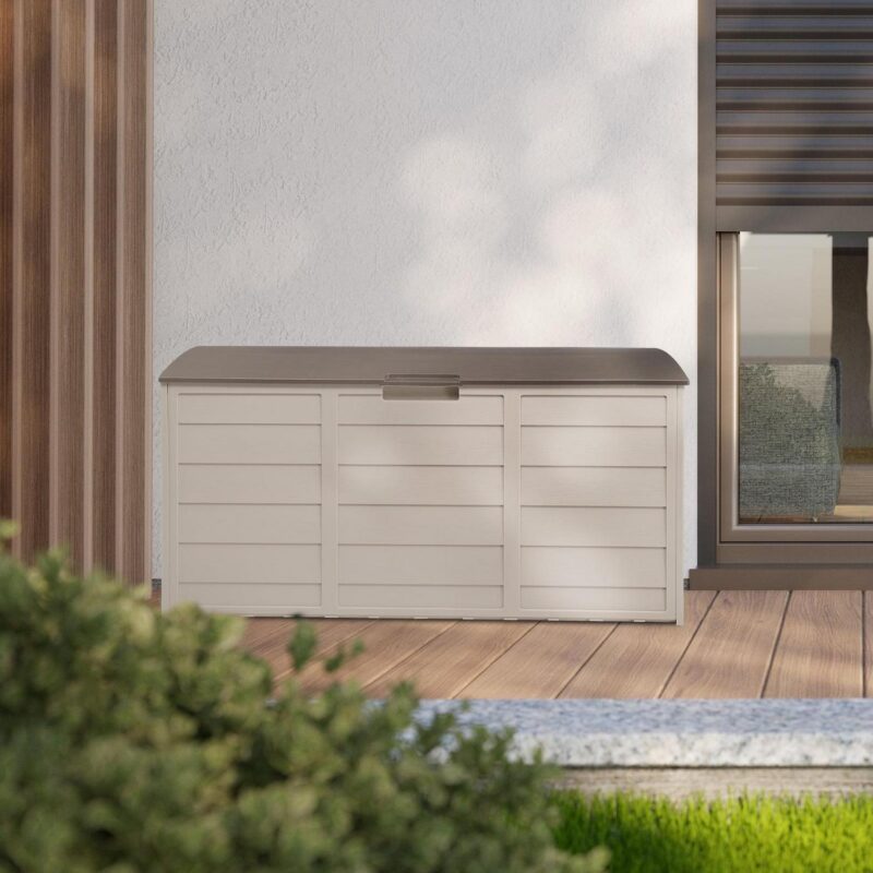 BTMWAY 75 Gallon Outdoor Storage in Resin Deck Box, for Garden, Patio and Terrace, Brown - Image 6