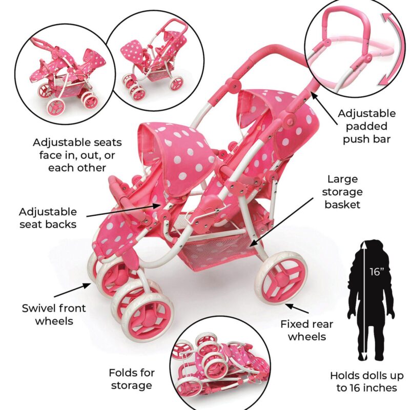Badger Basket Convertible Double Doll Stroller - Image 2