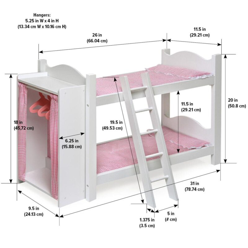 Badger Basket Doll Bunk Bed with Storage Armoire - Image 5