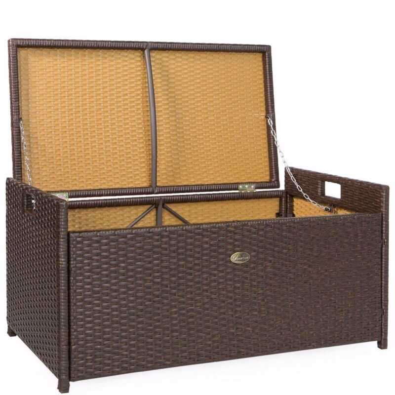 Barton All-Weather Outdoor Patio Deck Box Storage Bench with Cushion Pad Water Resistance, Brown - Image 5
