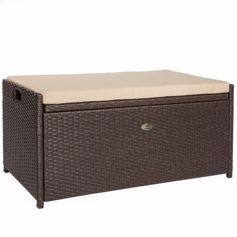 Barton All-Weather Outdoor Patio Deck Box Storage Bench with Cushion Pad Water Resistance, Brown - Image 3