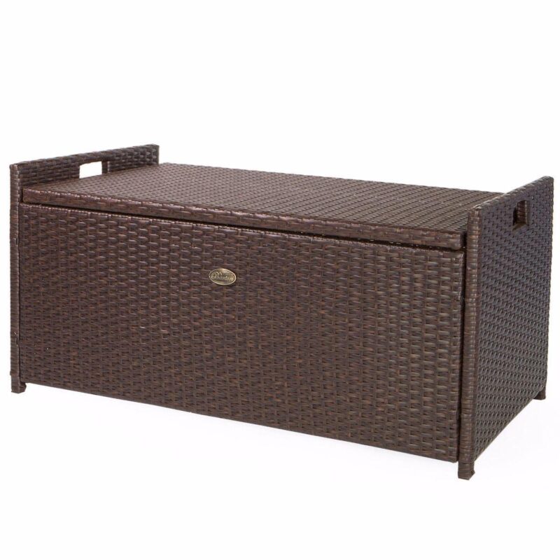 Barton All-Weather Outdoor Patio Deck Box Storage Bench with Cushion Pad Water Resistance, Brown - Image 4
