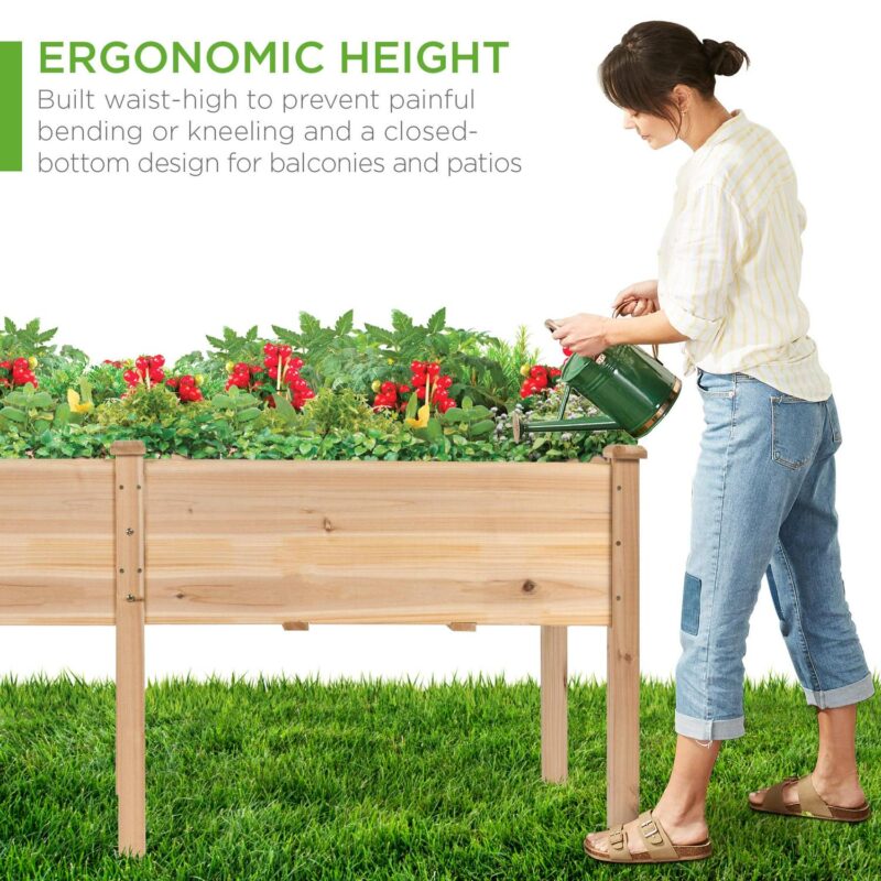 Best Choice Products 72x23x30in Raised Garden Bed, Elevated Wood Planter Box for Patio w/ Divider Panel - Natural - Image 5