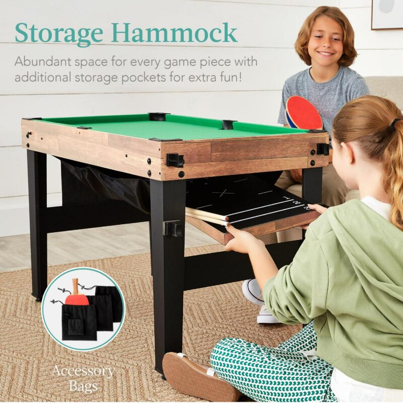 Best Choice Products 13-in-1 Combo Game Table Set w/ Ping Pong, Foosball, Basketball, Hockey, Archery - Natural - Image 3