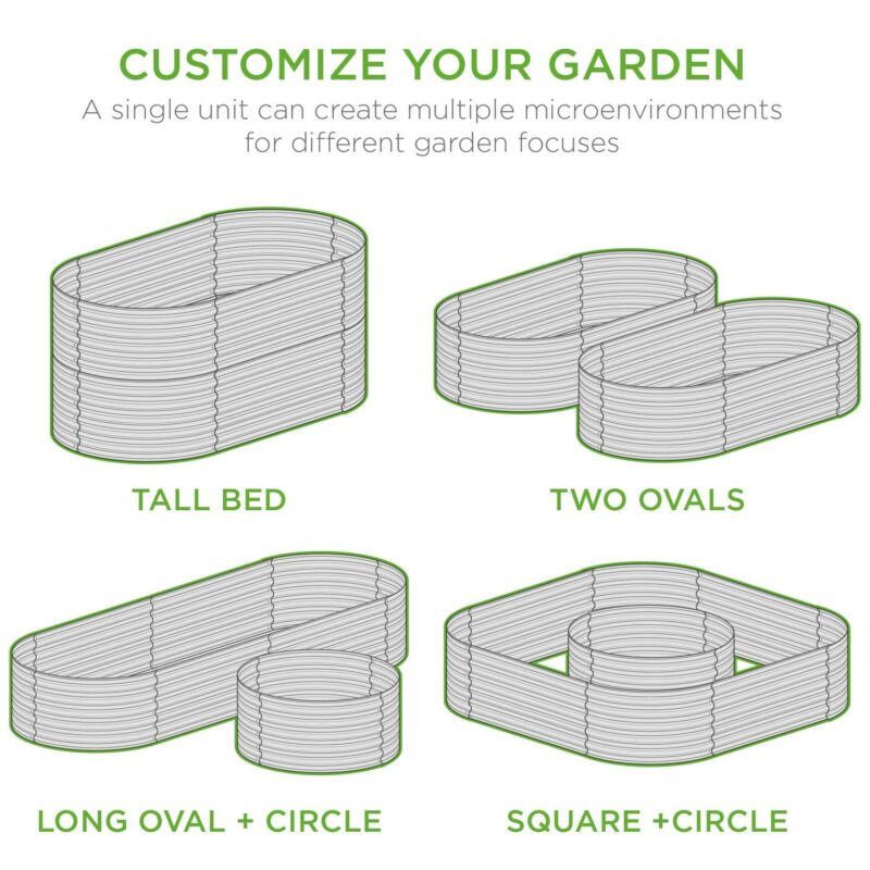 Best Choice Products 63in Oval Metal Raised Garden Bed, Customizable Outdoor Planter for Gardening, Plants - Dark Gray - Image 2