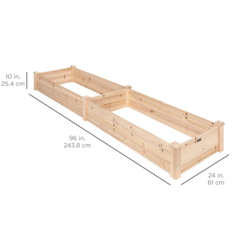 Best Choice Products 8x2ft Outdoor Wooden Raised Garden Bed Planter for Grass, Lawn, Yard - Natural - Image 7