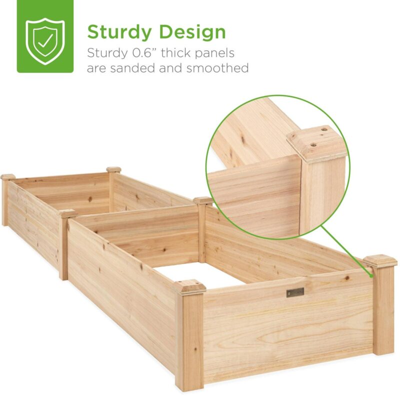 Best Choice Products 8x2ft Outdoor Wooden Raised Garden Bed Planter for Grass, Lawn, Yard - Natural - Image 5