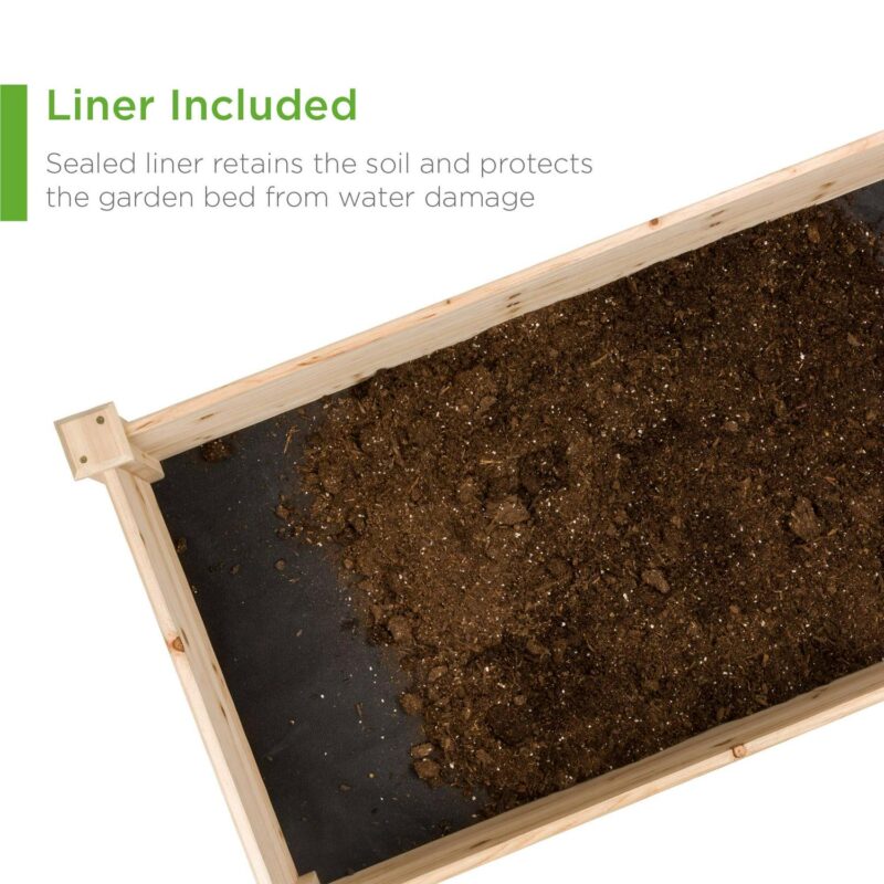 Best Choice Products 8x2ft Outdoor Wooden Raised Garden Bed Planter for Grass, Lawn, Yard - Natural - Image 6