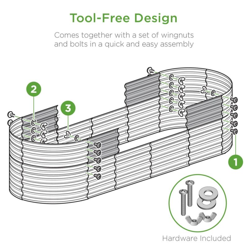 Best Choice Products 4x2x2ft Outdoor Raised Metal Oval Garden Bed, Planter Box for Vegetables, Flowers - Charcoal - Image 4