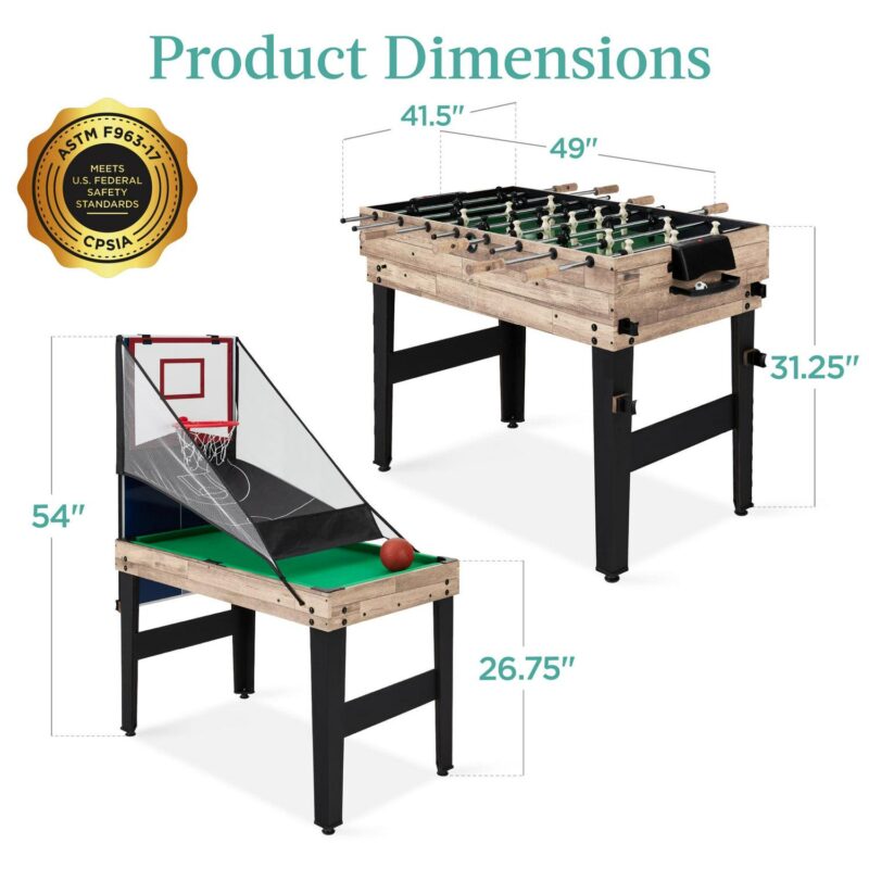 Best Choice Products 13-in-1 Combo Game Table Set w/ Ping Pong, Foosball, Basketball, Hockey, Archery - Natural - Image 9