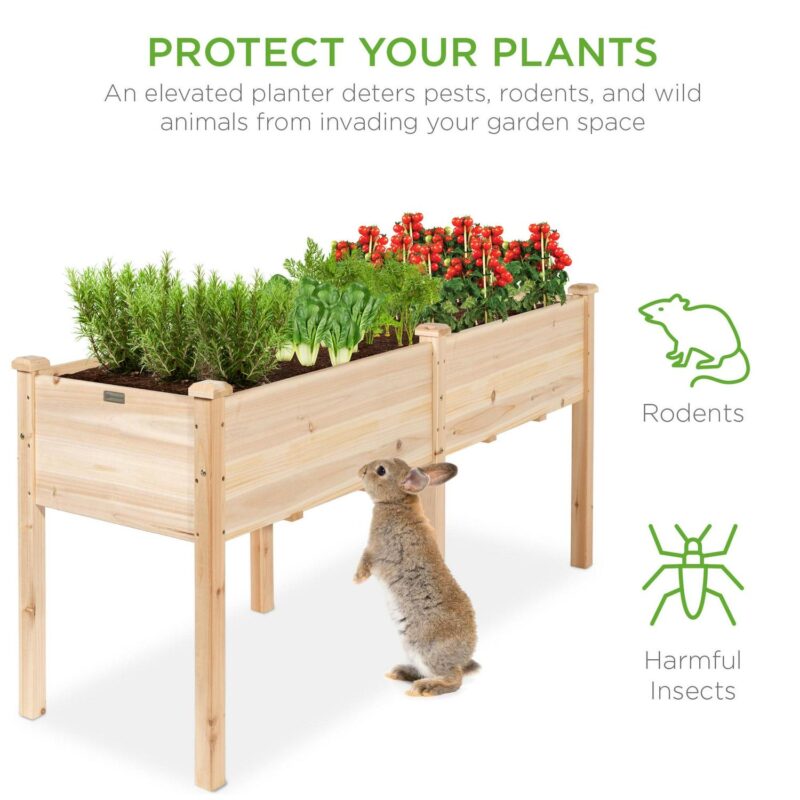 Best Choice Products 72x23x30in Raised Garden Bed, Elevated Wood Planter Box for Patio w/ Divider Panel - Natural - Image 6