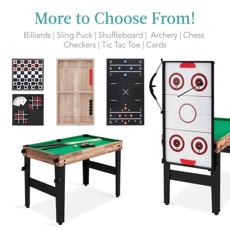 Best Choice Products 13-in-1 Combo Game Table Set w/ Ping Pong, Foosball, Basketball, Hockey, Archery - Natural - Image 5