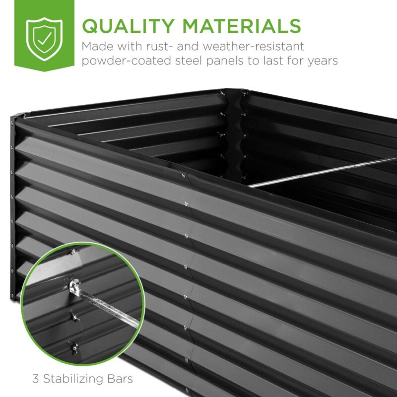 Best Choice Products 8x4x2ft Outdoor Metal Raised Garden Bed, Planter Box for Vegetables, Flowers, Herbs - Gray - Image 5
