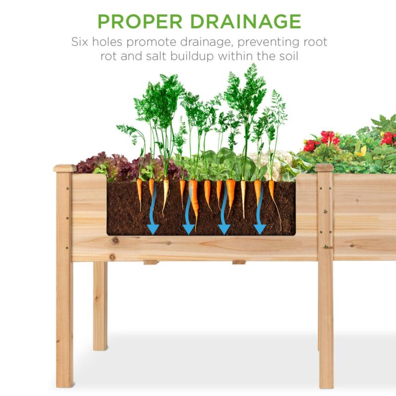 Best Choice Products 72x23x30in Raised Garden Bed, Elevated Wood Planter Box for Patio w/ Divider Panel - Natural - Image 3